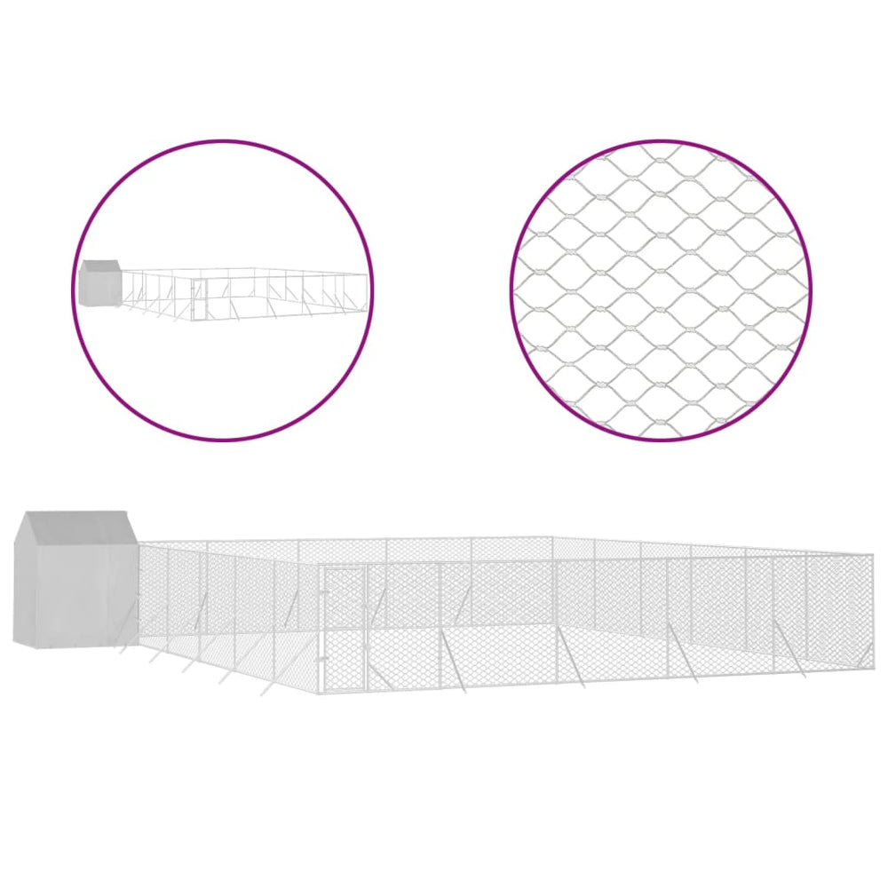 Padoc Exterior Cu Acoperiș Argintiu 12X12X2,5 M Oțel Galvanizat