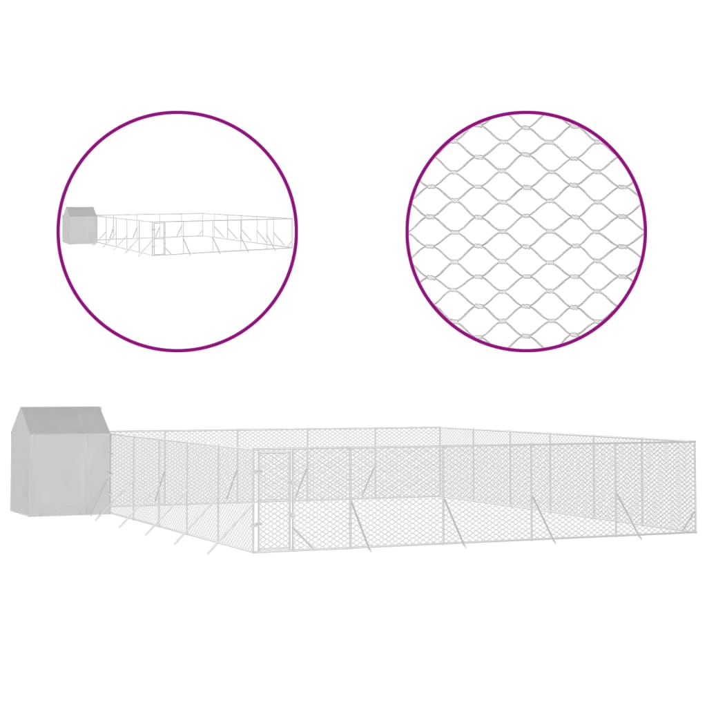 Padoc Exterior Cu Acoperiș Argintiu 12X12X2,5 M Oțel Galvanizat