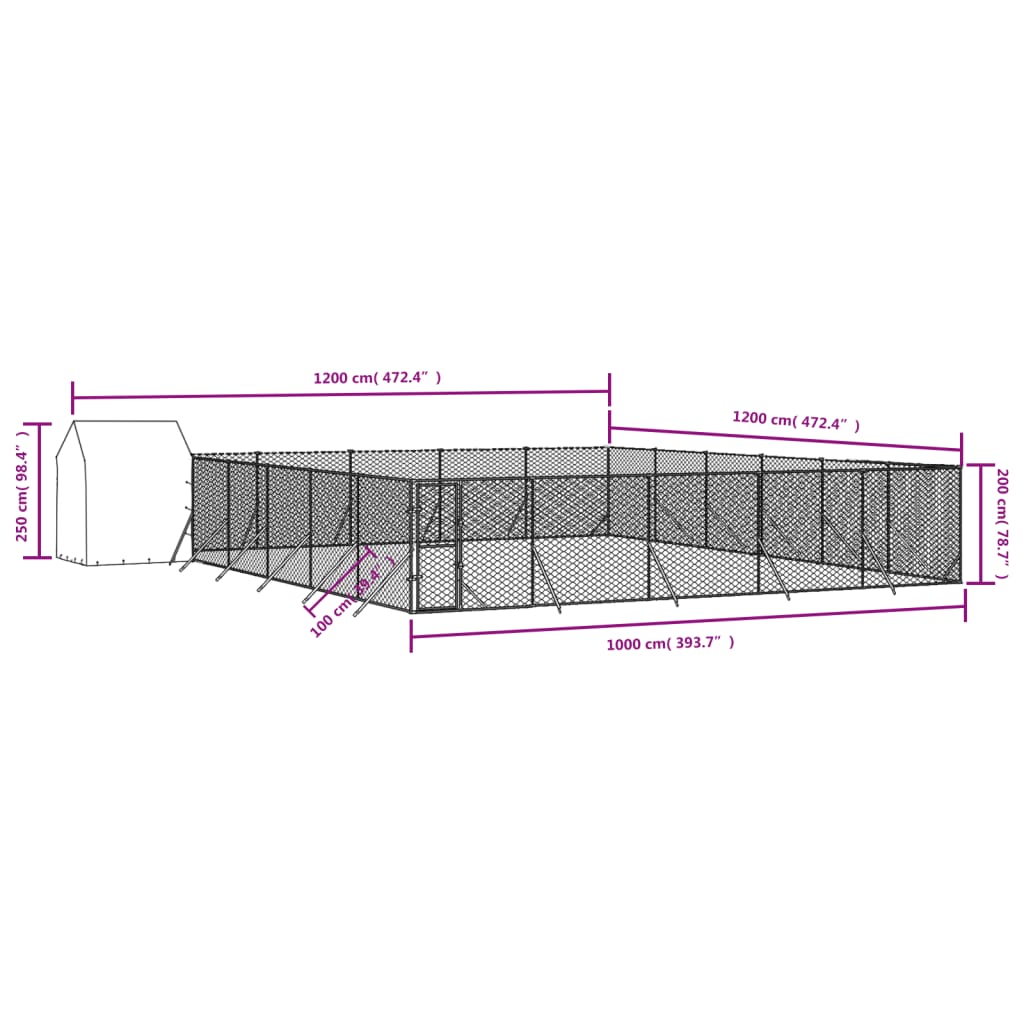 Padoc Exterior Cu Acoperiș Argintiu 12X12X2,5 M Oțel Galvanizat