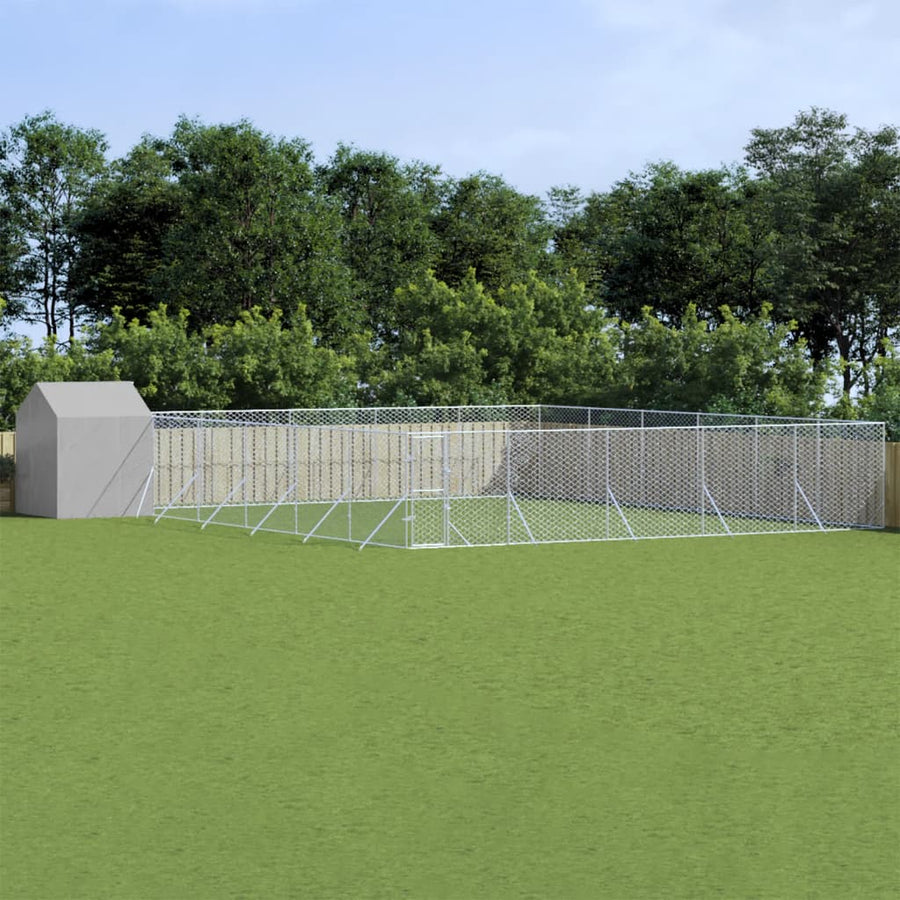 Padoc Exterior Cu Acoperiș Argintiu 12X12X2,5 M Oțel Galvanizat