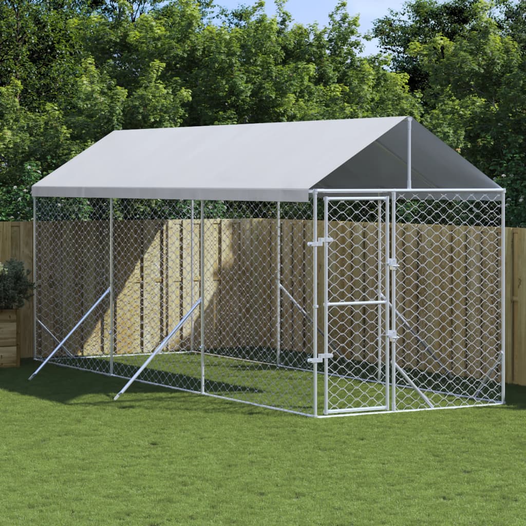 Padoc Exterior Cu Acoperiș Argintiu 2X10X2,5 M Oțel Galvanizat