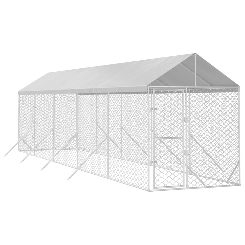Padoc Exterior Cu Acoperiș Argintiu 2X10X2,5 M Oțel Galvanizat
