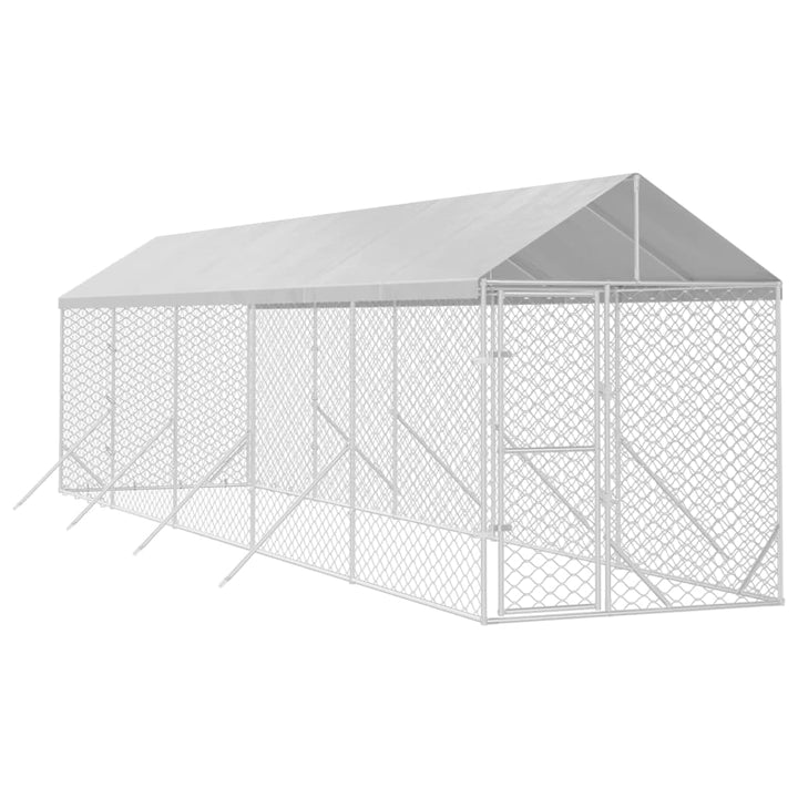 Padoc Exterior Cu Acoperiș Argintiu 2X10X2,5 M Oțel Galvanizat