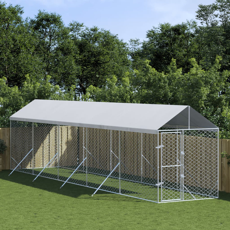 Padoc Exterior Cu Acoperiș Argintiu 2X10X2,5 M Oțel Galvanizat