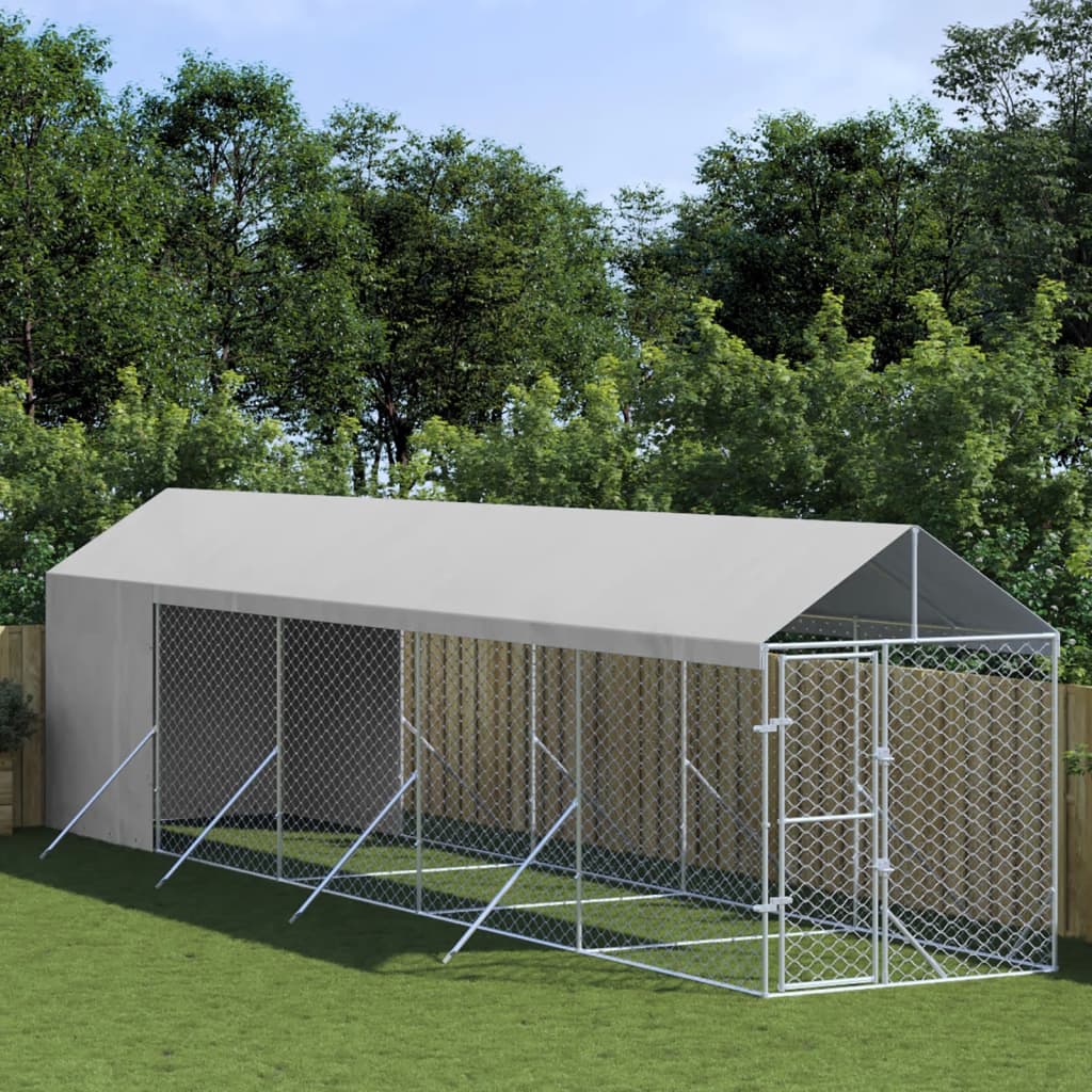 Padoc Exterior Cu Acoperiș Argintiu 2X10X2,5 M Oțel Galvanizat