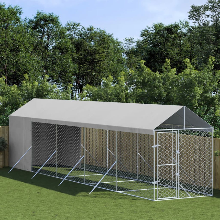 Padoc Exterior Cu Acoperiș Argintiu 2X10X2,5 M Oțel Galvanizat