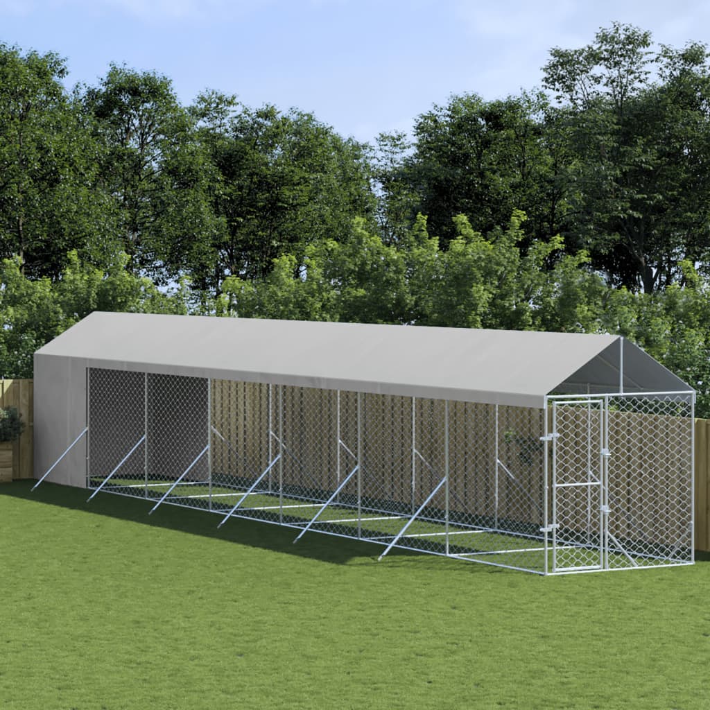 Padoc Exterior Cu Acoperiș Argintiu 2X10X2,5 M Oțel Galvanizat