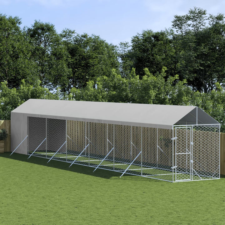 Padoc Exterior Cu Acoperiș Argintiu 2X10X2,5 M Oțel Galvanizat
