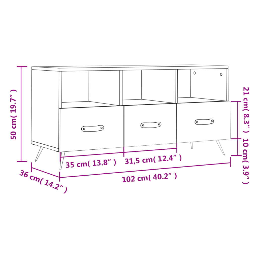 Dulap Tv, , 102X36X50 Cm, Lemn Prelucrat
