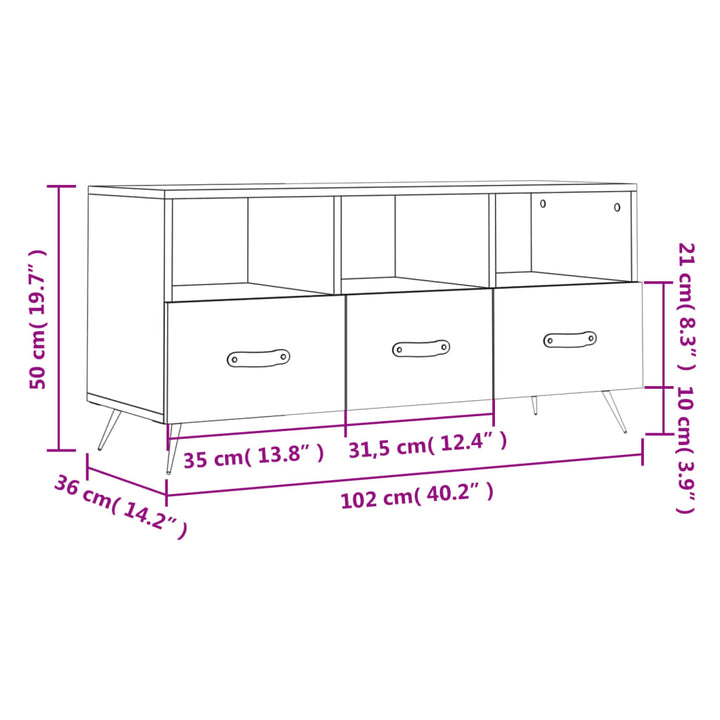 Dulap Tv, , 102X36X50 Cm, Lemn Prelucrat