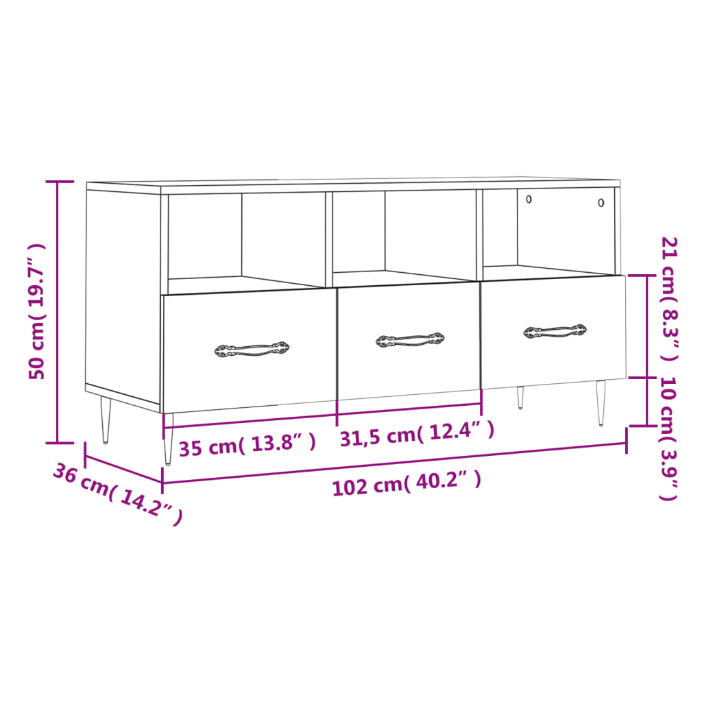 Dulap Tv , 102X36X50 Cm, Lemn Prelucrat
