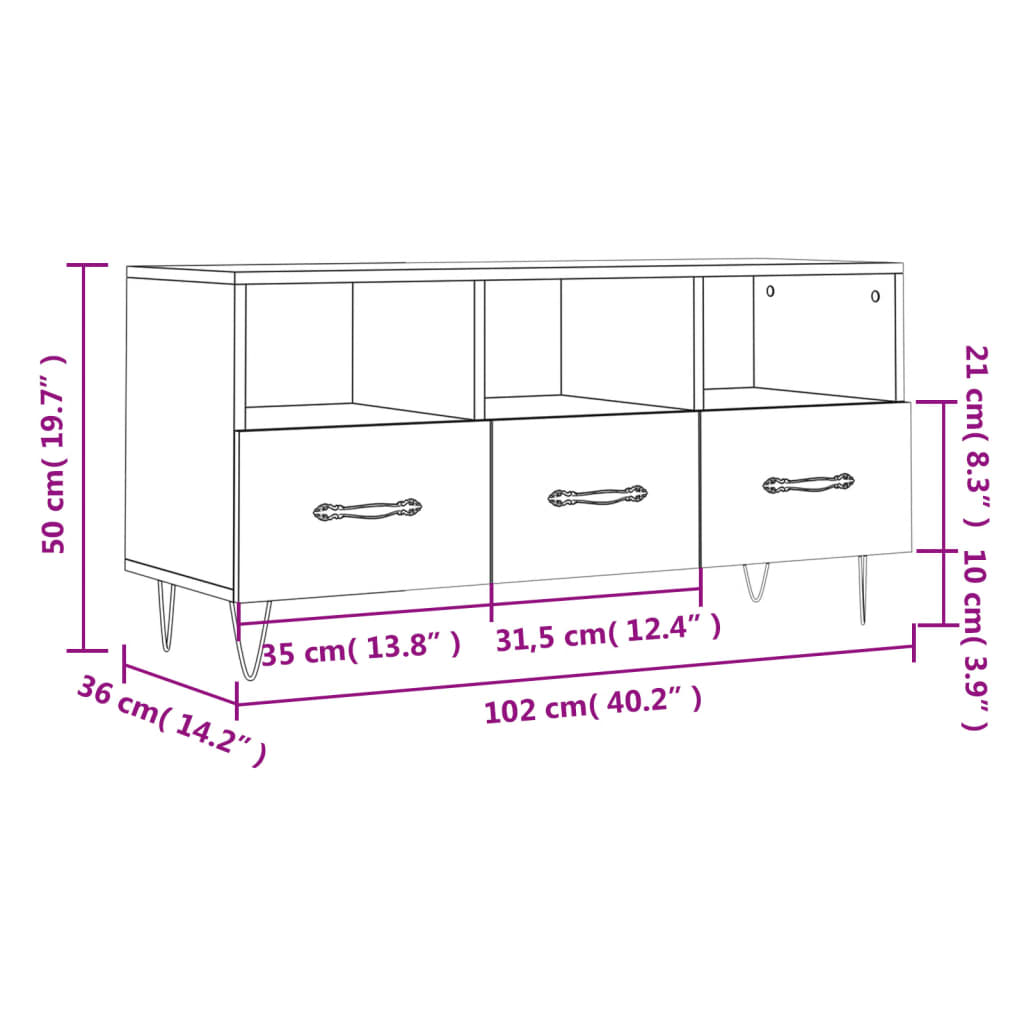 Dulap Tv, , 102X36X50 Cm, Lemn Prelucrat