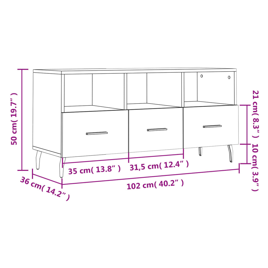 Dulap Tv , 102X36X50 Cm, Lemn Prelucrat