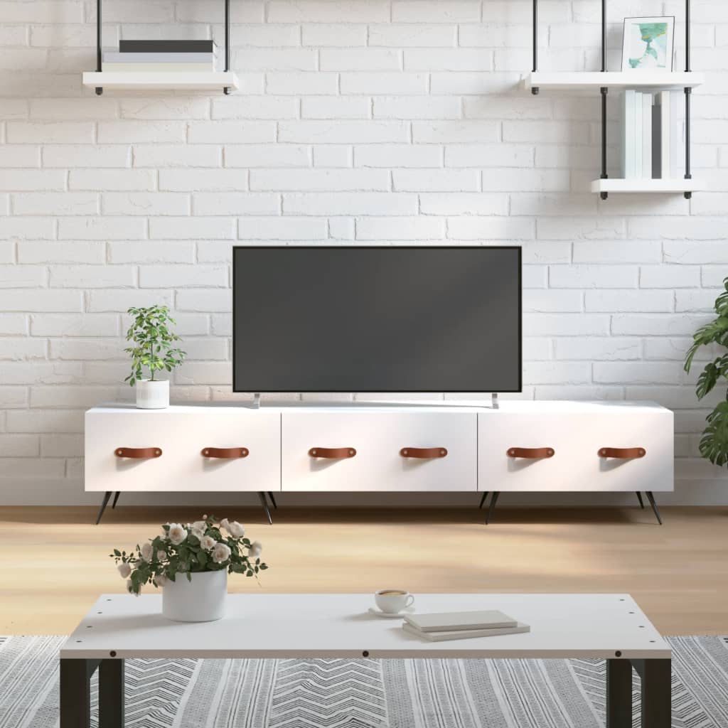 Comodă Tv, Alb Extralucios, 150X36X30 Cm, Lemn Prelucrat