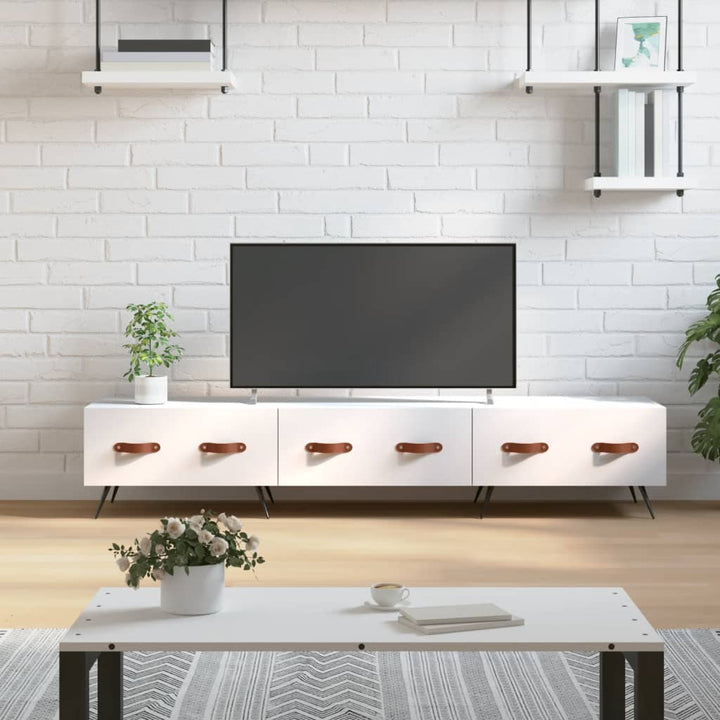 Comodă Tv, Alb Extralucios, 150X36X30 Cm, Lemn Prelucrat