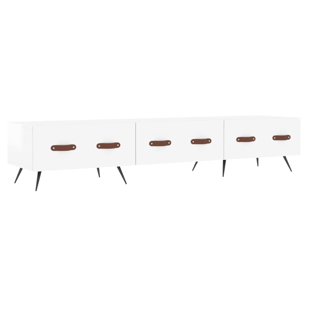 Comodă Tv, Alb Extralucios, 150X36X30 Cm, Lemn Prelucrat