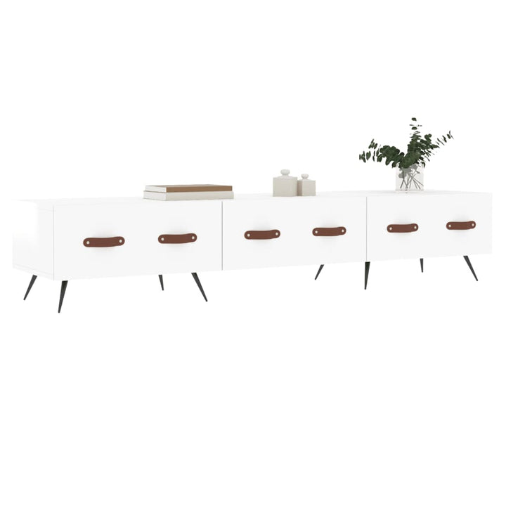 Comodă Tv, Alb Extralucios, 150X36X30 Cm, Lemn Prelucrat