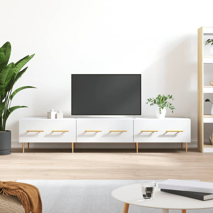 Comodă Tv, Alb Extralucios, 150X36X30 Cm, Lemn Prelucrat