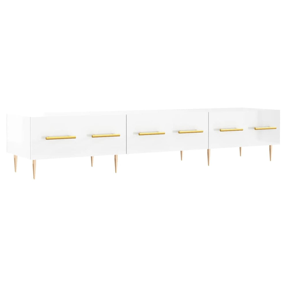Comodă Tv, Alb Extralucios, 150X36X30 Cm, Lemn Prelucrat