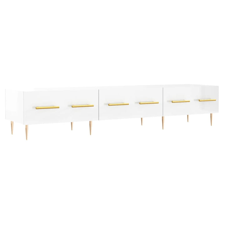 Comodă Tv, Alb Extralucios, 150X36X30 Cm, Lemn Prelucrat