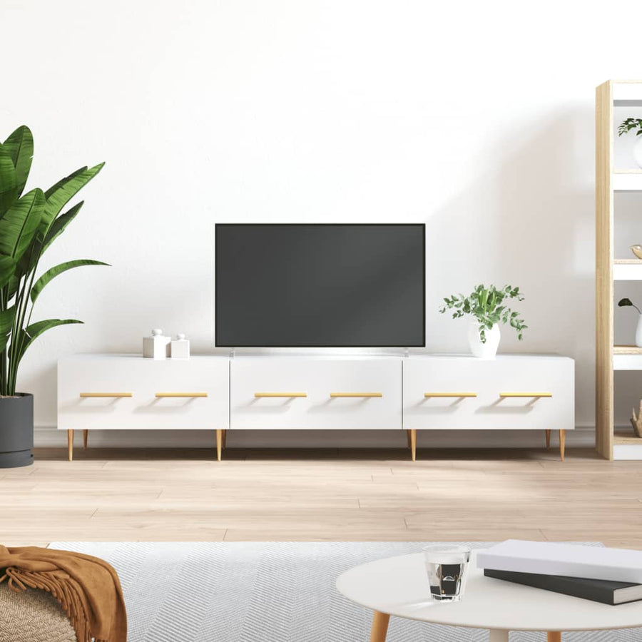 Comodă Tv, Alb Extralucios, 150X36X30 Cm, Lemn Prelucrat