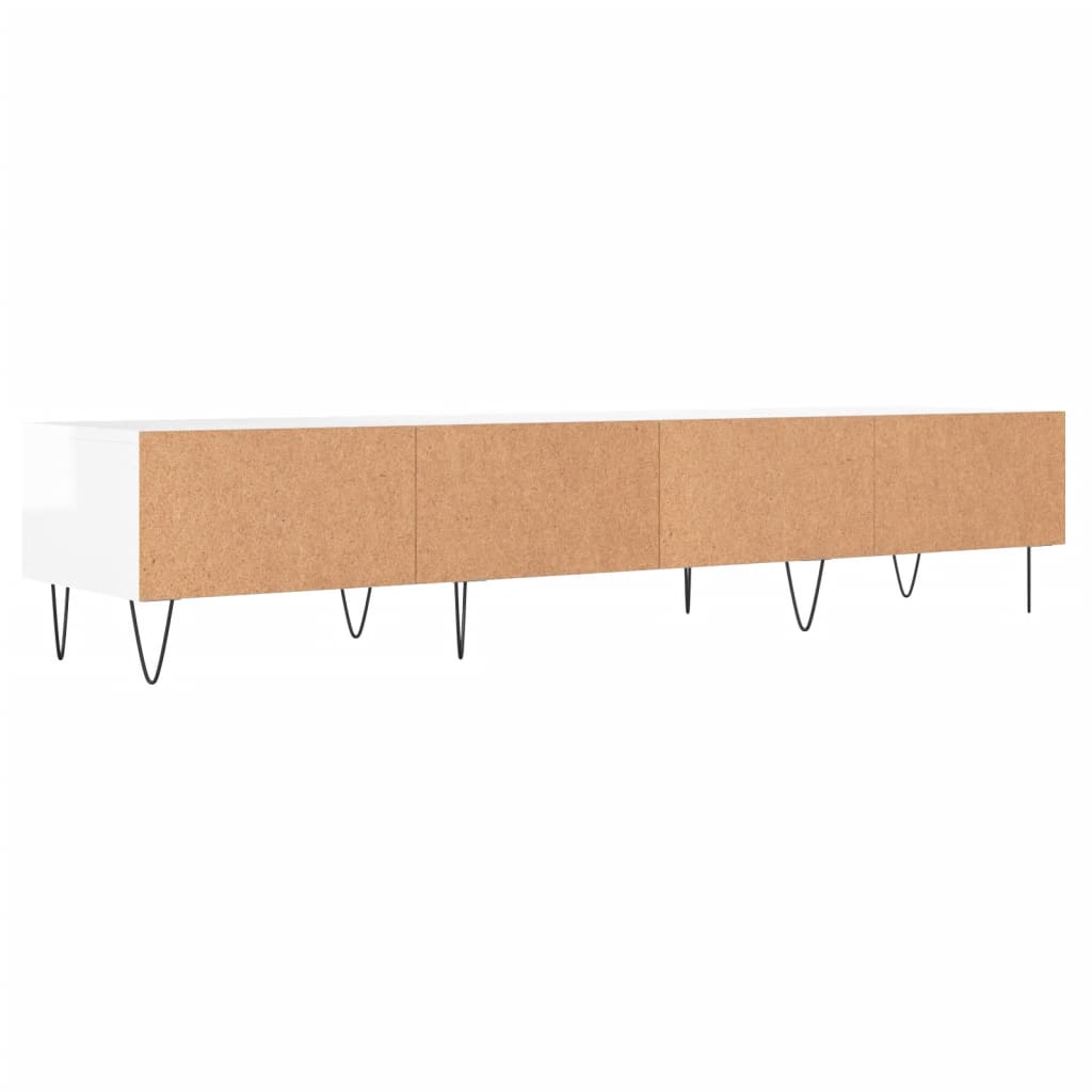 Comodă Tv, Alb Extralucios, 150X36X30 Cm, Lemn Prelucrat