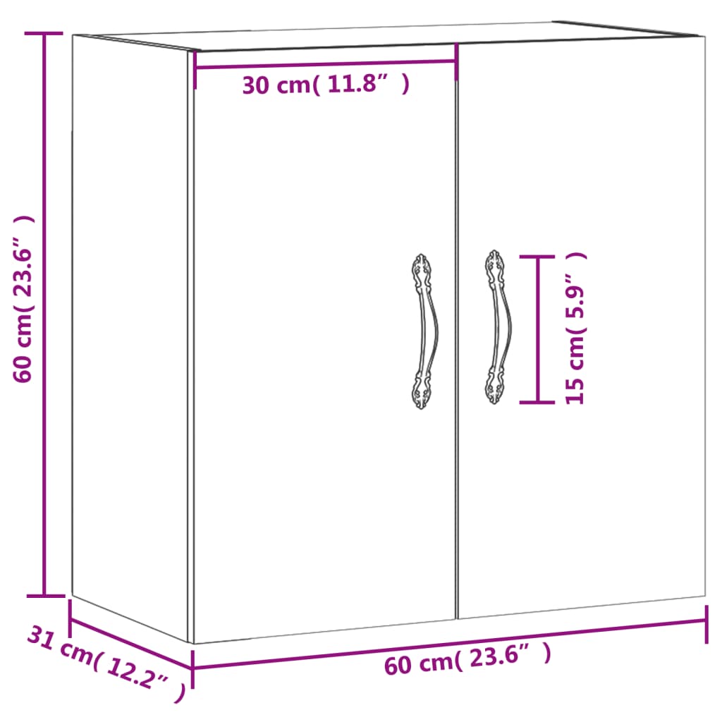 Dulap De Perete, Alb Extralucios, 60X31X60 Cm, Lemn Compozit
