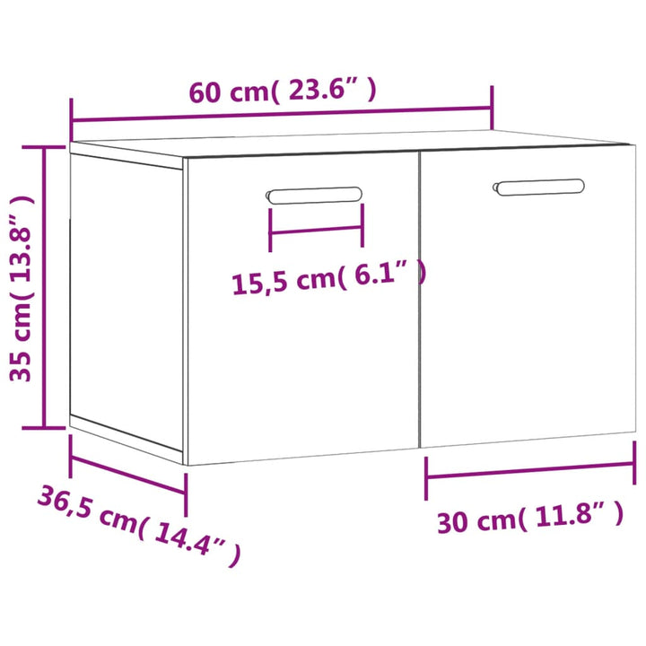 Dulap De Perete, Alb Extralucios, 60X36,5X35 Cm, Lemn Compozit