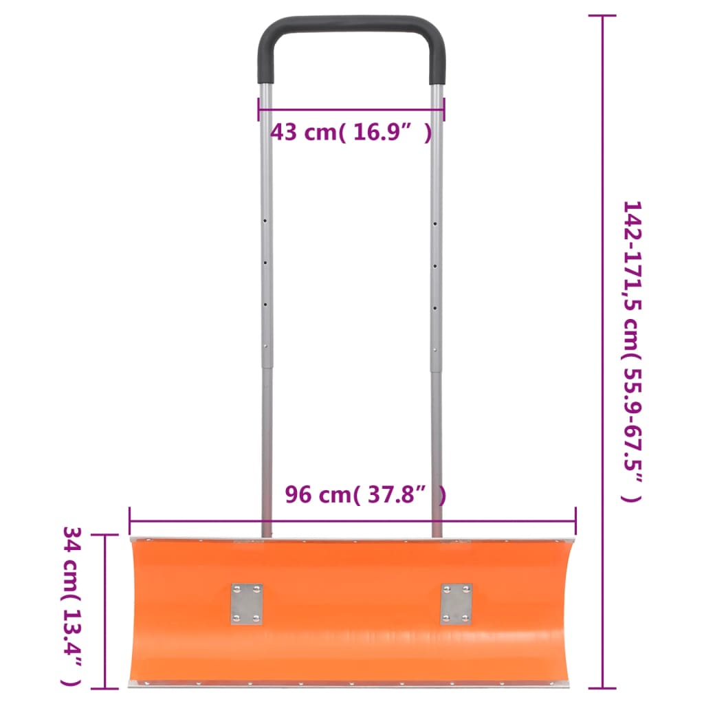 Lopată De Zăpadă Mâner Extensibil Portocaliu 96Cm Lamă Din Oțel