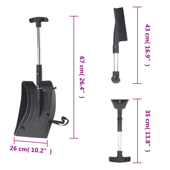 Kit De Lopată Pentru Zăpadă 3 În 1, Negru, Aluminiu
