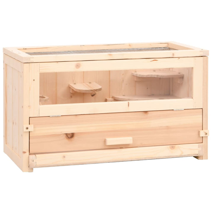 Cușcă Pentru Hamsteri, 60X30X35 Cm, Lemn Masiv De Brad