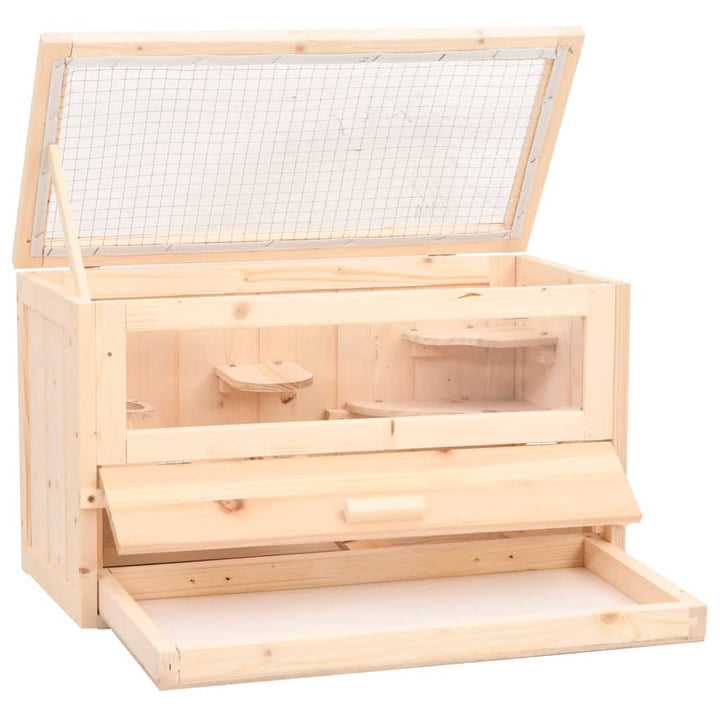Cușcă Pentru Hamsteri, 60X30X35 Cm, Lemn Masiv De Brad