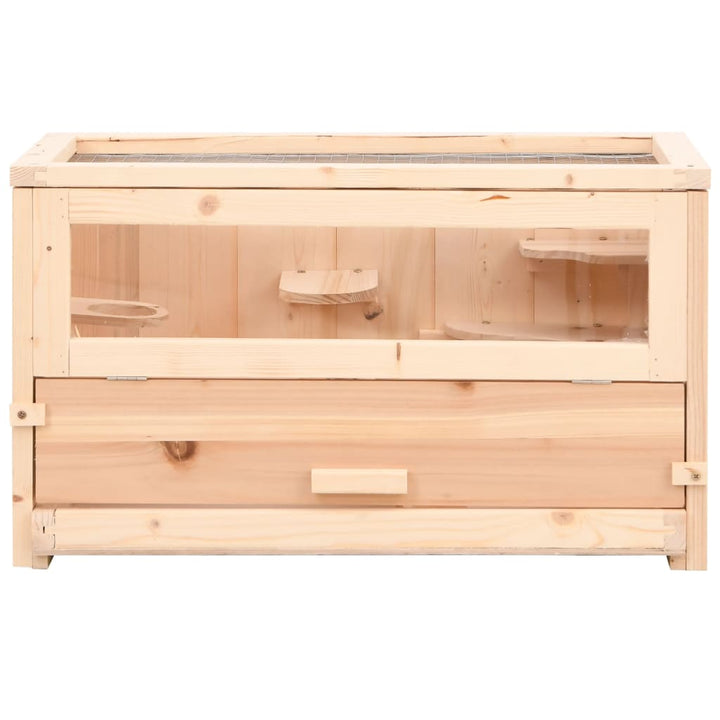 Cușcă Pentru Hamsteri, 60X30X35 Cm, Lemn Masiv De Brad