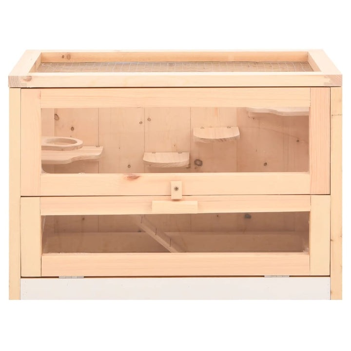 Cușcă Pentru Hamsteri, 60X35,5X42 Cm, Lemn Masiv De Brad