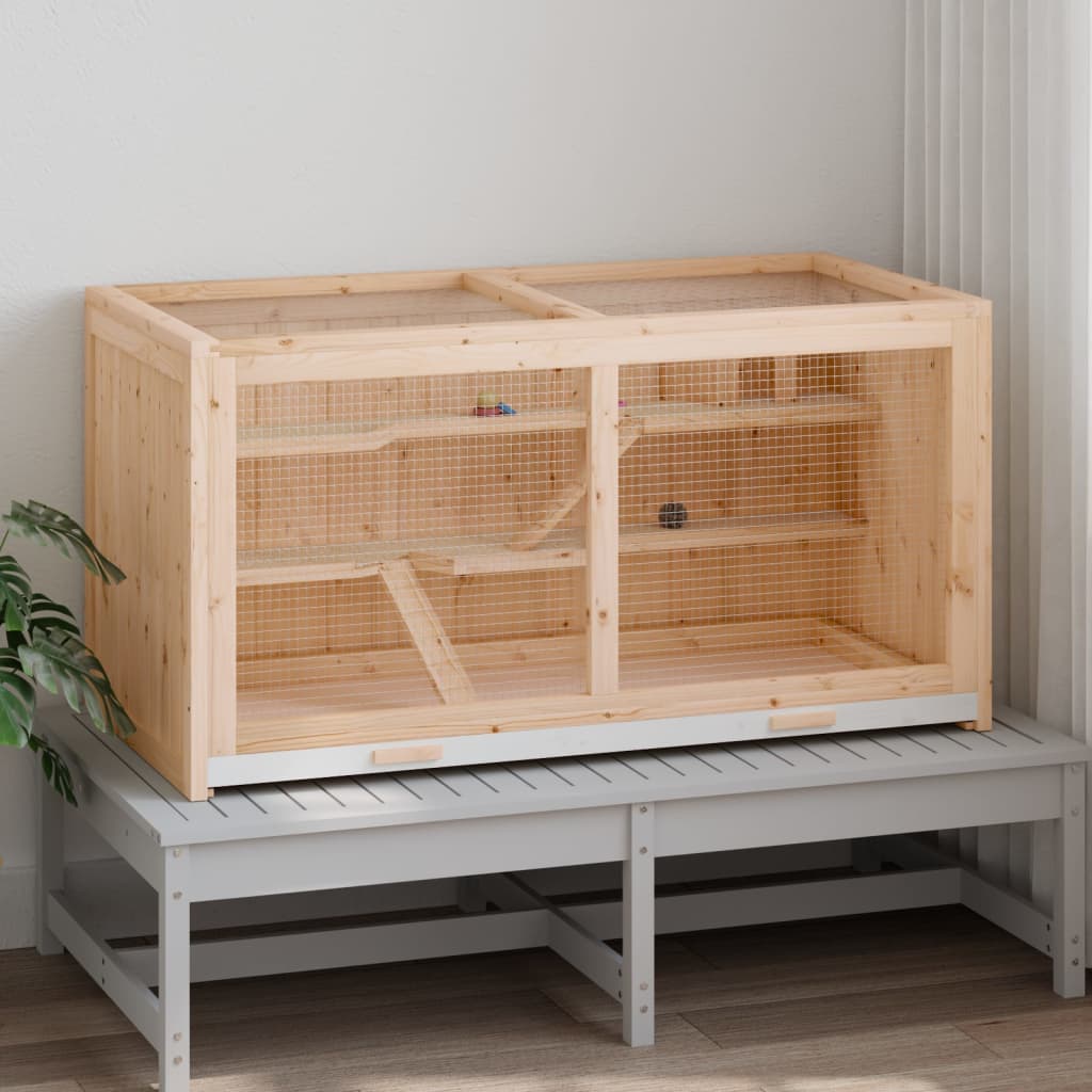 Cușcă Pentru Hamsteri, 89,5X45X45 Cm, Lemn Masiv De Brad