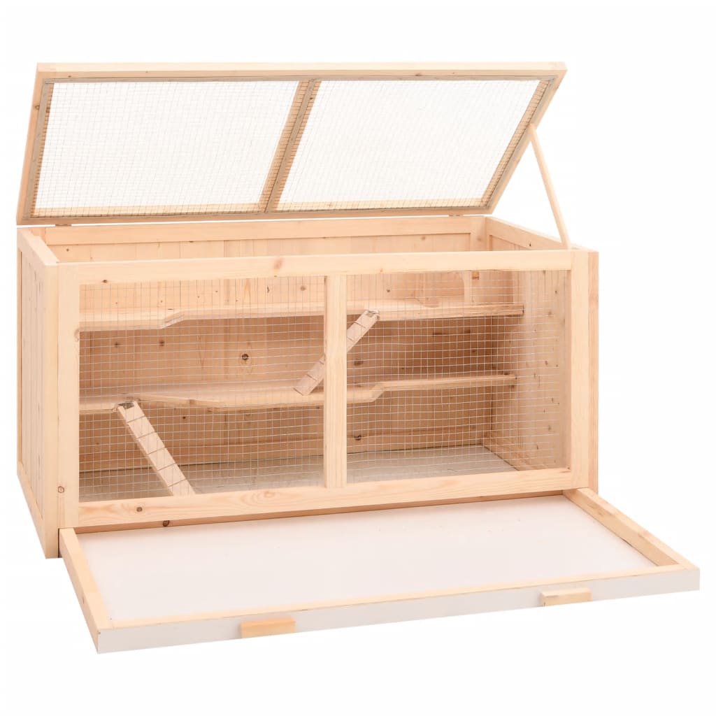 Cușcă Pentru Hamsteri, 89,5X45X45 Cm, Lemn Masiv De Brad