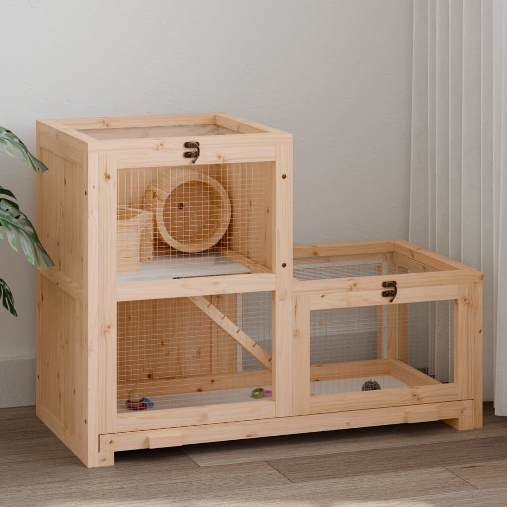 Cușcă Pentru Hamsteri, 81X40X60 Cm, Lemn Masiv De Brad