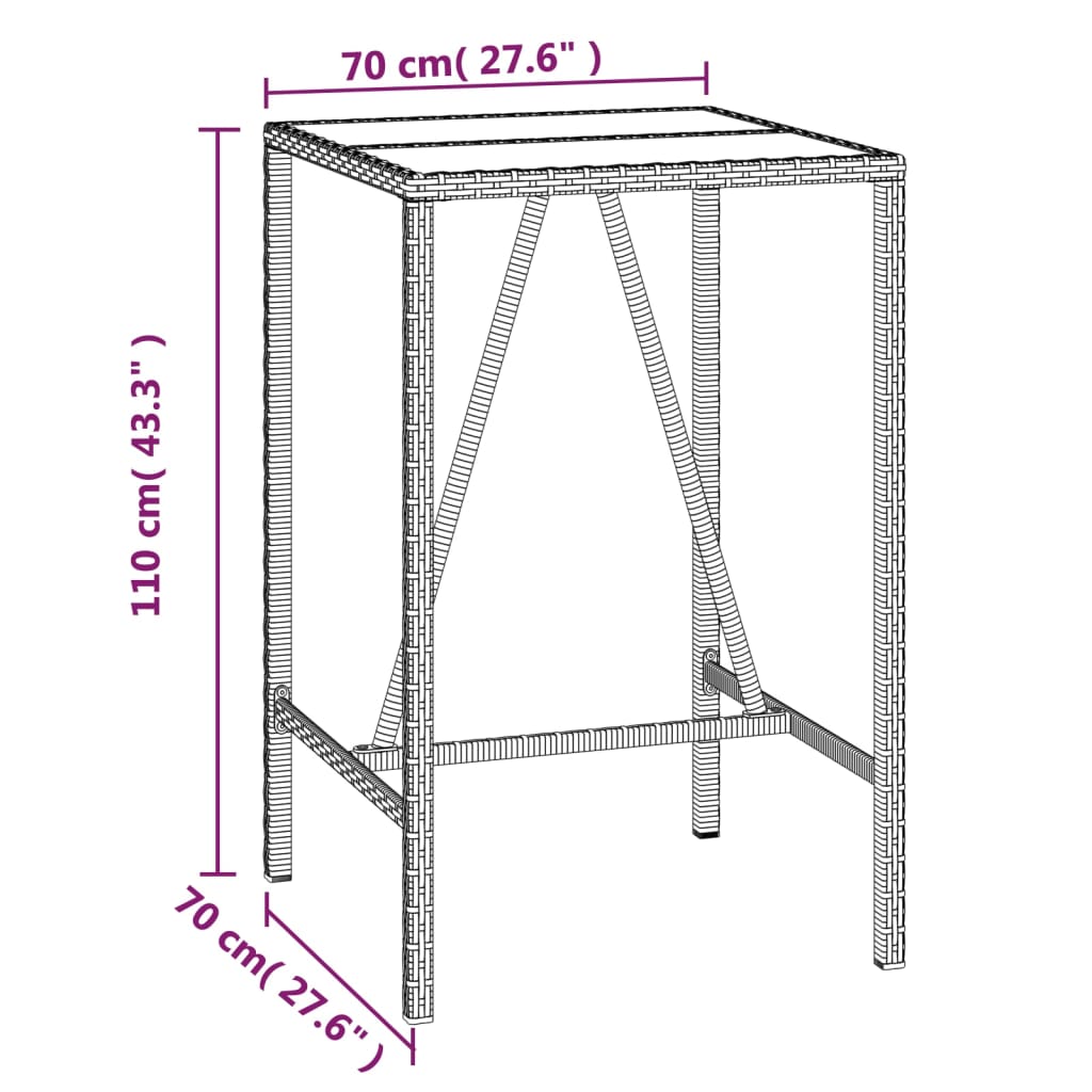 Set Mobilier Bar De Grădină Cu Perne, 3 Piese, Negru, Poliratan