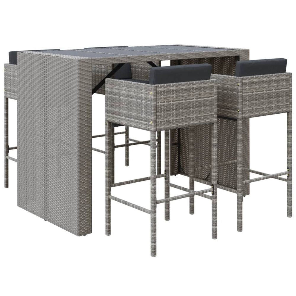Set Mobilier Bar De Grădină, Cu Perne, 5 Piese, , Poliratan