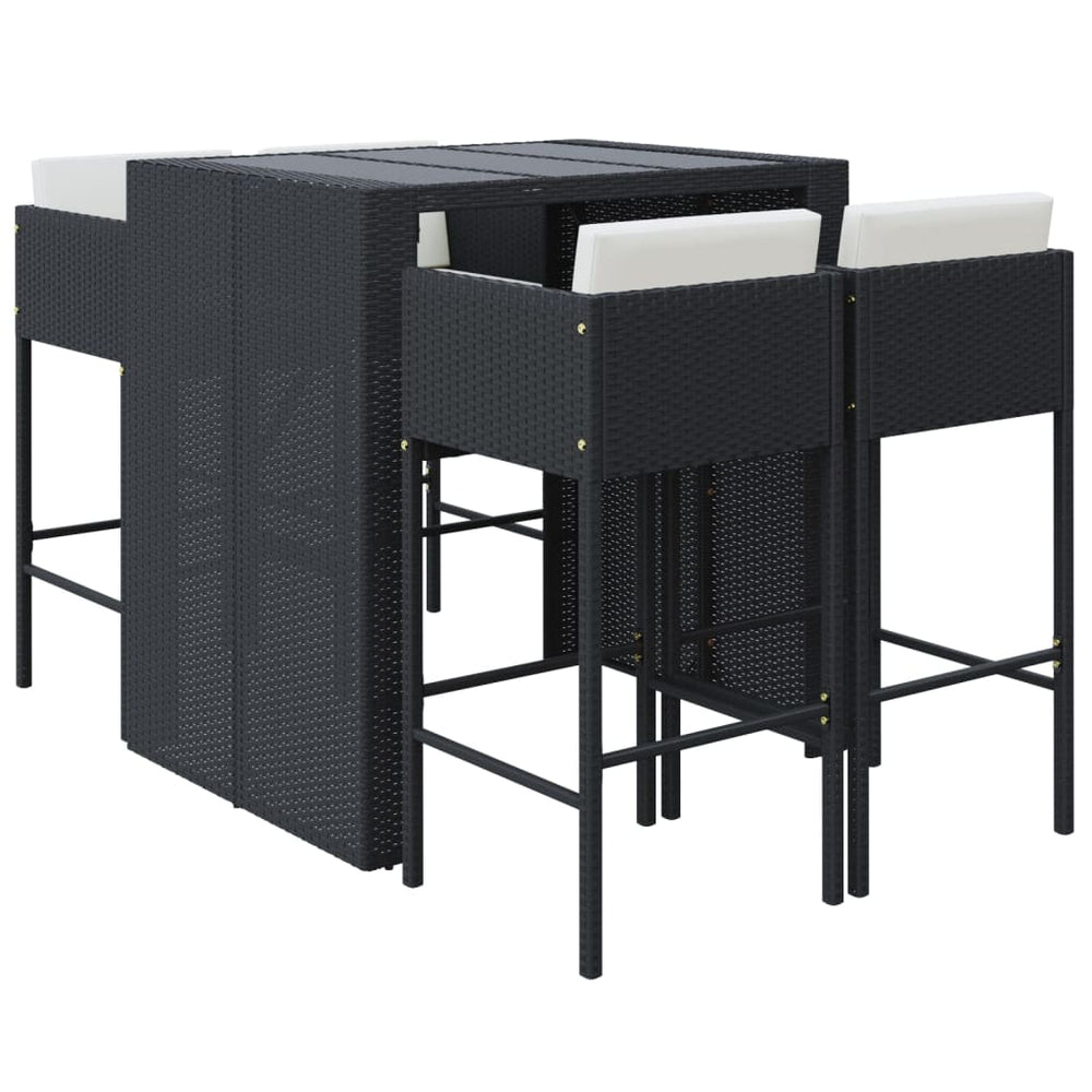 Set Mobilier Bar De Grădină Cu Perne, 5 Piese, , Poliratan