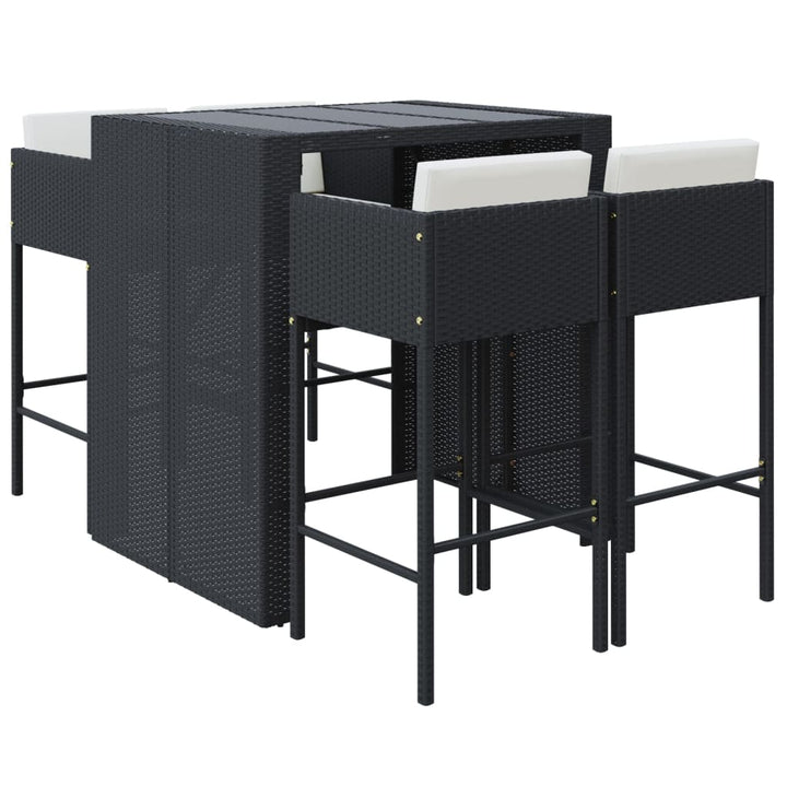 Set Mobilier Bar De Grădină Cu Perne, 5 Piese, , Poliratan
