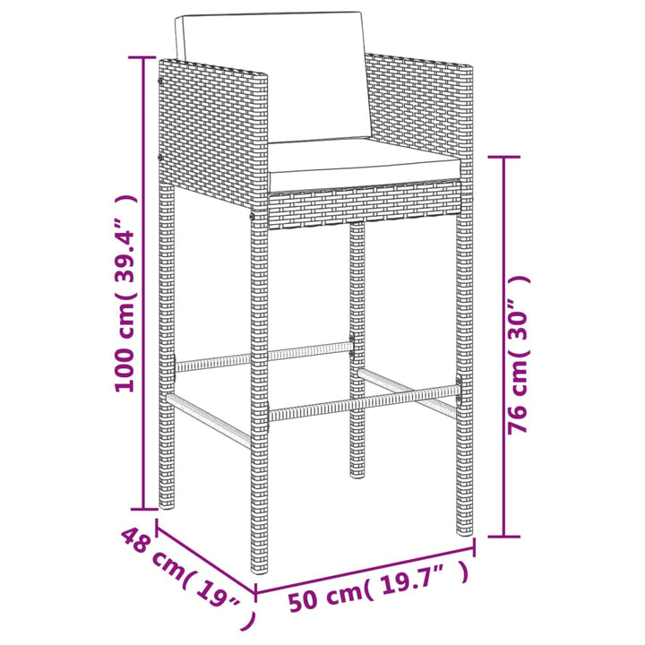 Set Mobilier Bar De Grădină Cu Perne, 5 Piese, , Poliratan