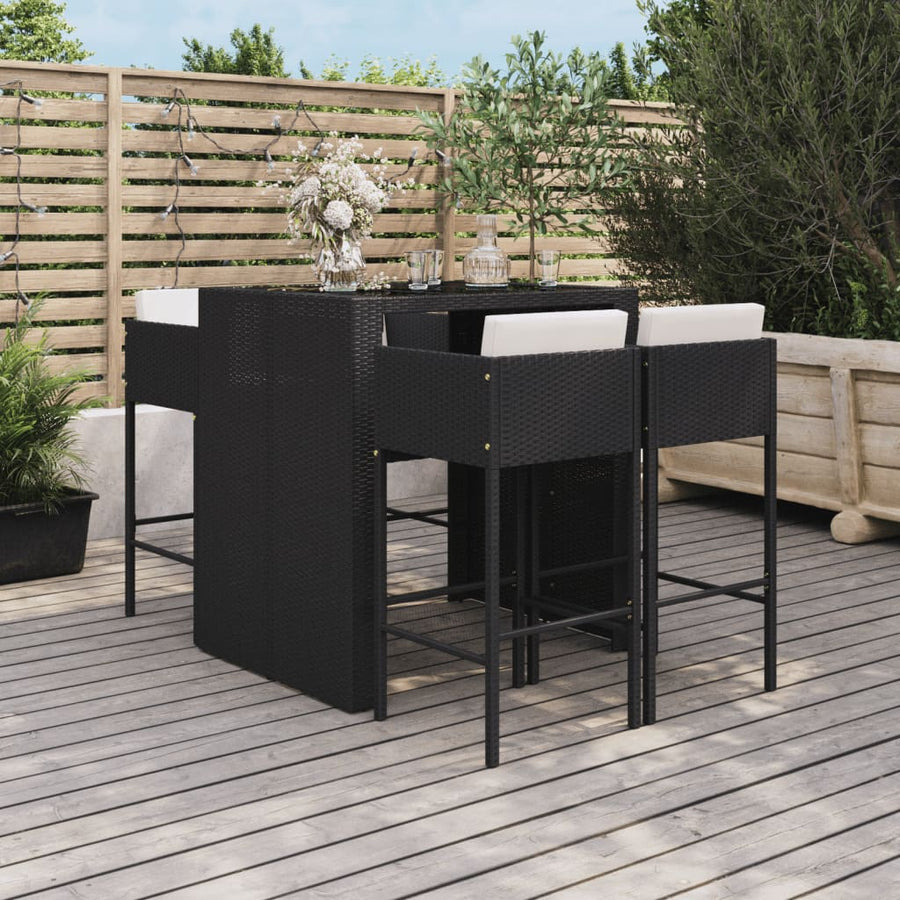 Set Mobilier Bar De Grădină Cu Perne, 5 Piese, , Poliratan