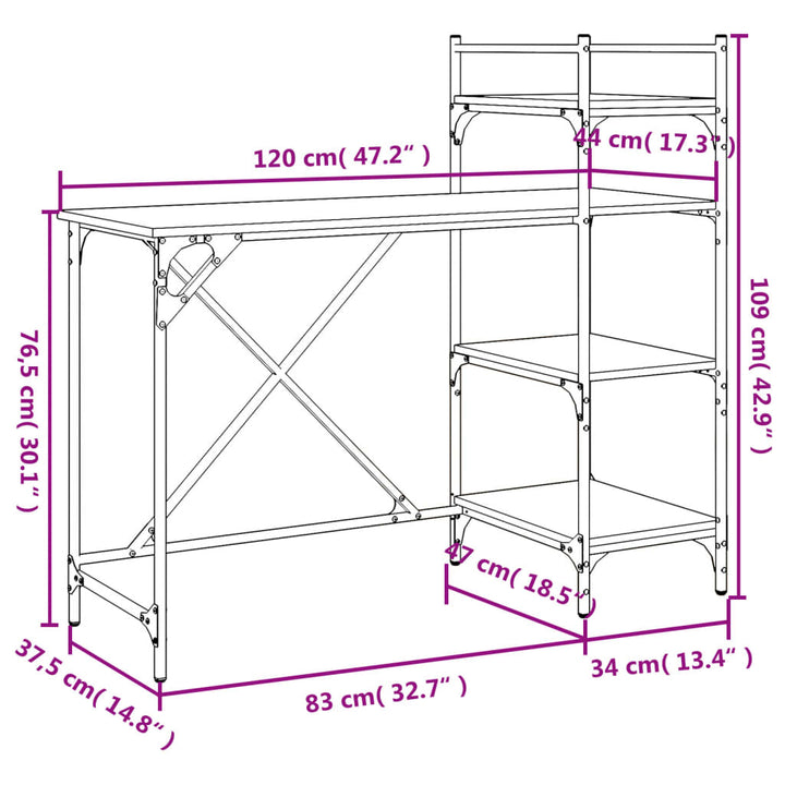 Birou Pentru Computer Cu Rafturi 120X47X109 Cm