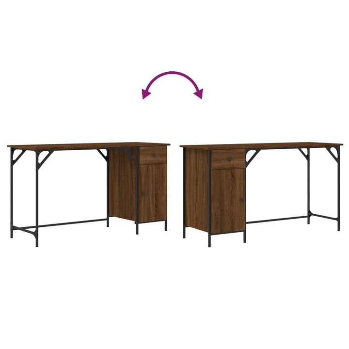 Birou De Computer, Stejar Maro, 131X48X75 Cm, Lemn Prelucrat