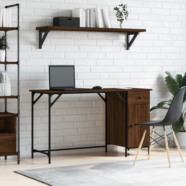 Birou De Computer, Stejar Maro, 131X48X75 Cm, Lemn Prelucrat