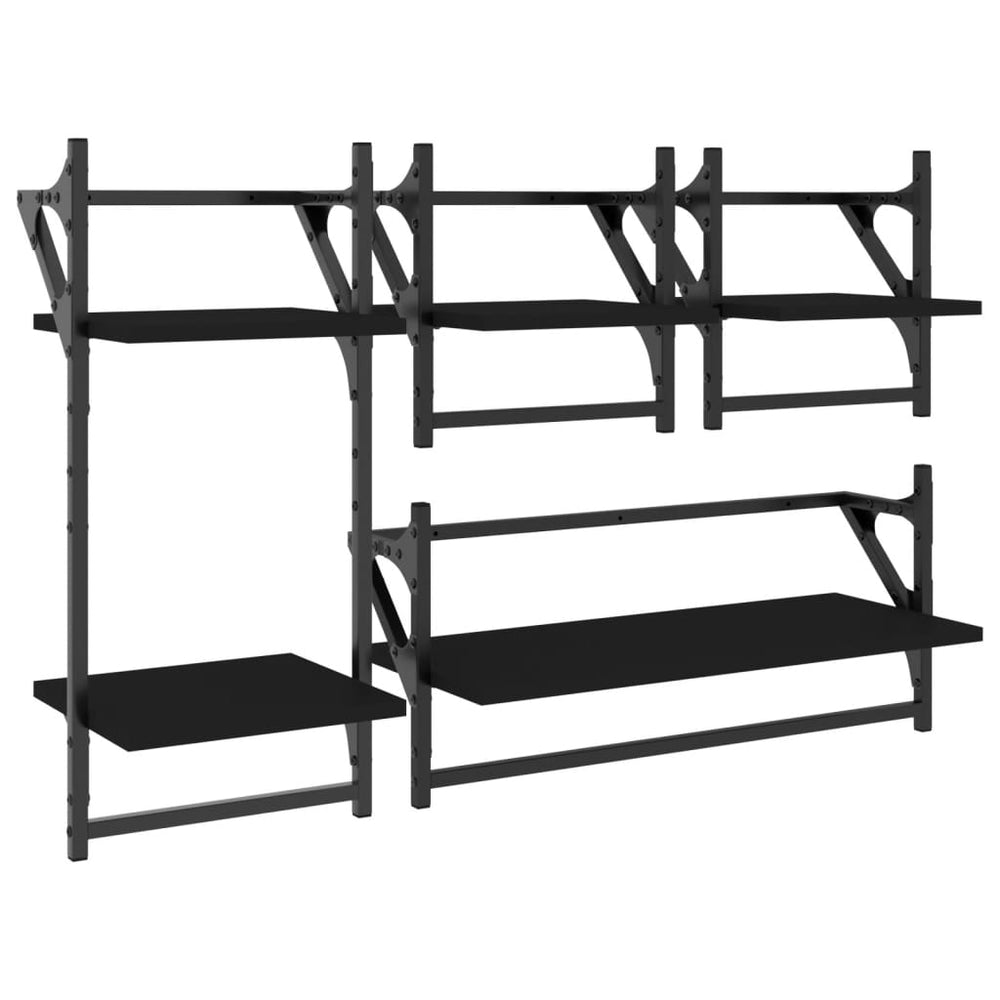 Set Rafturi Perete Cu Bare, 4 Buc. Lemn Prelucrat