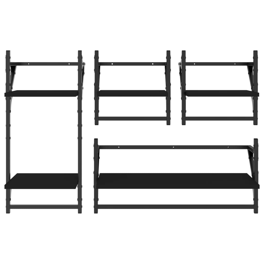 Set Rafturi Perete Cu Bare, 4 Buc. Lemn Prelucrat