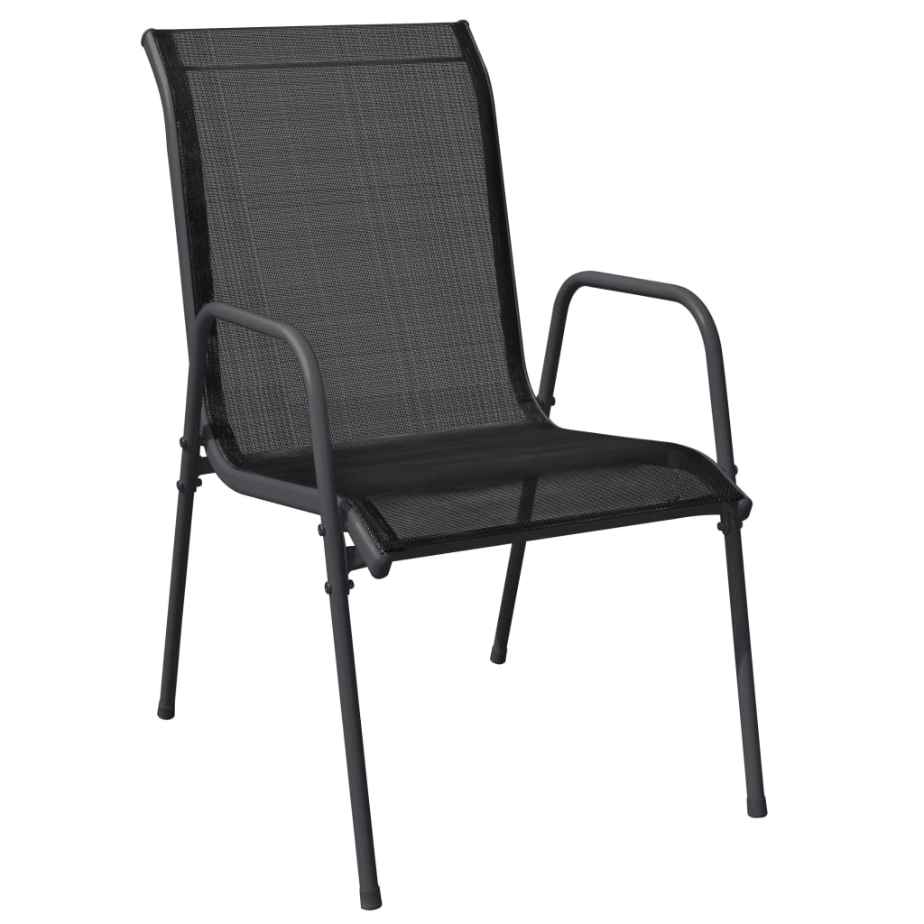 Set Mobilier De Grădină, 5 Piese, Negru, Oțel Și Textilenă