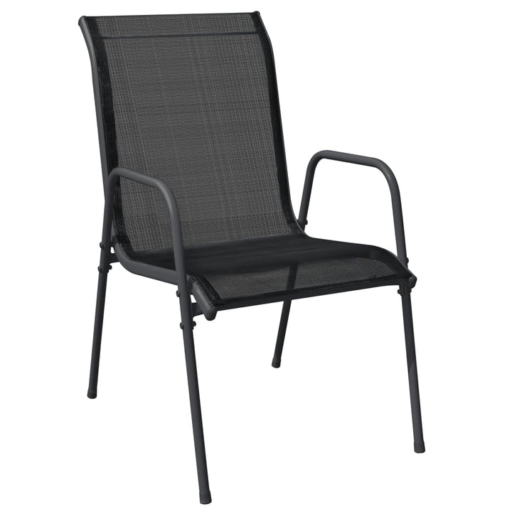 Set Mobilier De Grădină, 5 Piese, Negru, Oțel Și Textilenă